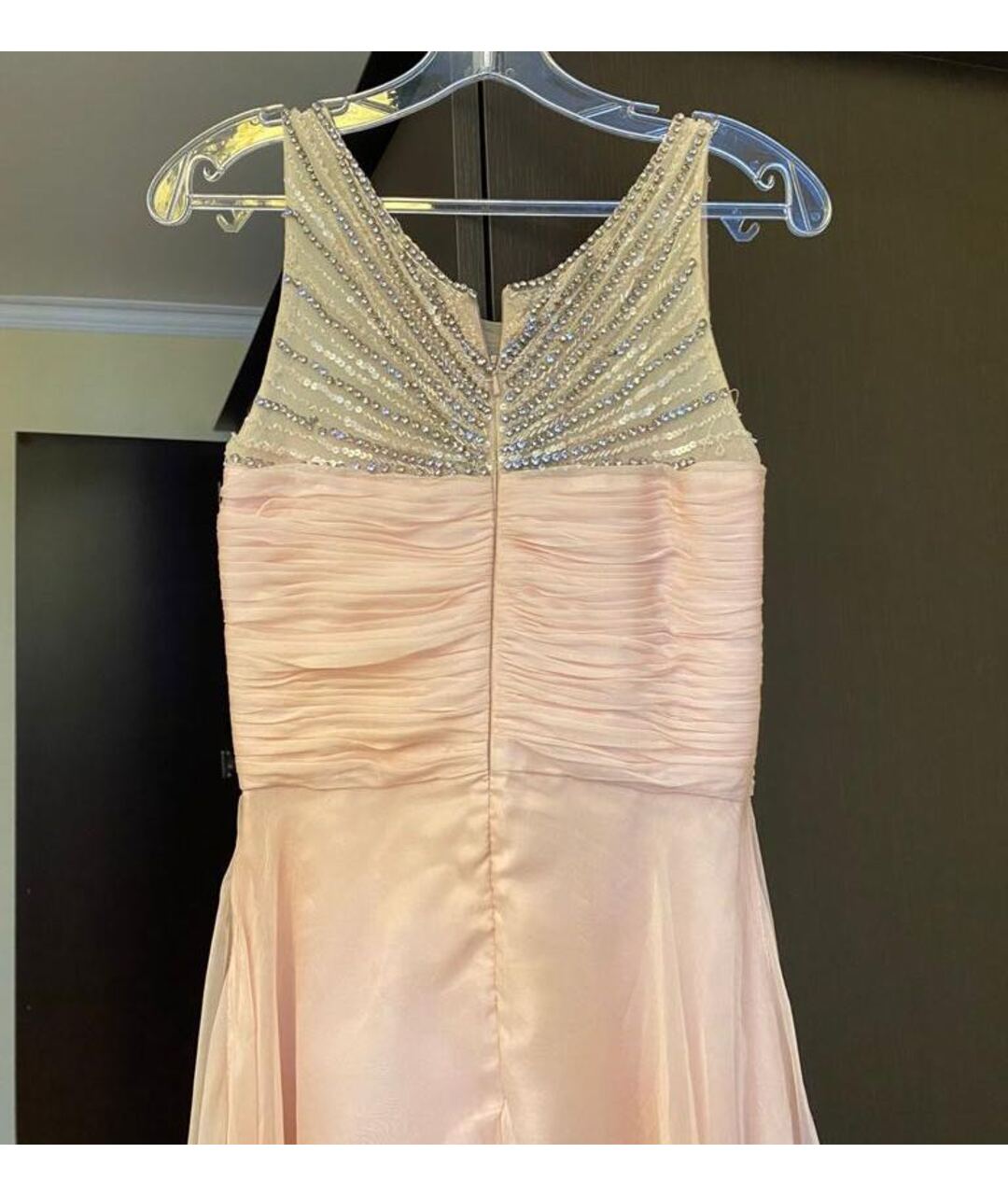 TARIK EDIZ Розовое шифоновое вечернее платье, фото 3