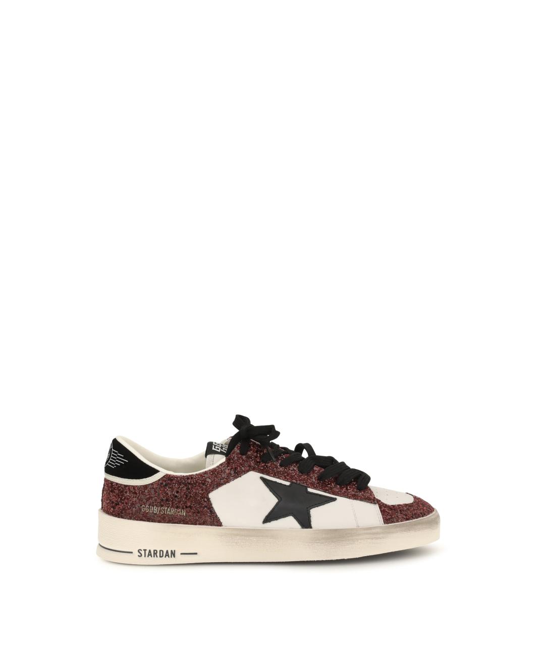 GOLDEN GOOSE Бордовые кожаные кеды, фото 1