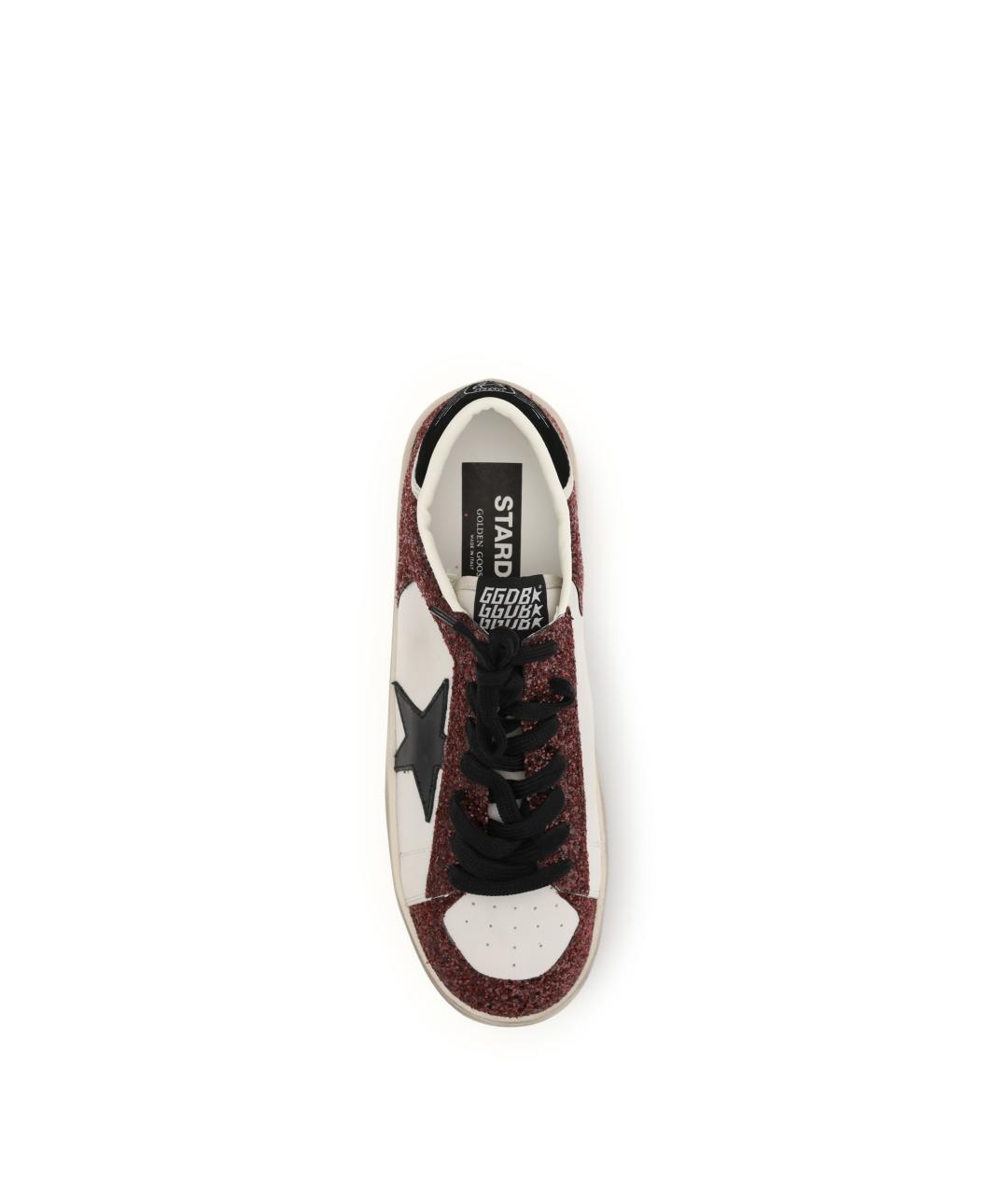 GOLDEN GOOSE Бордовые кожаные кеды, фото 4