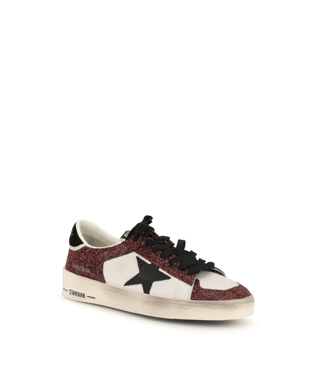 GOLDEN GOOSE Бордовые кожаные кеды, фото 2