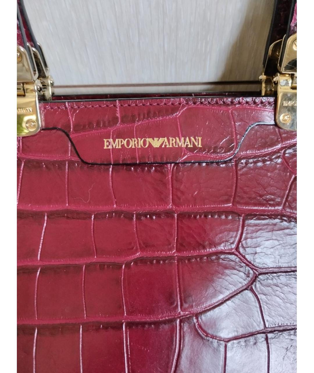 EMPORIO ARMANI Бордовая кожаная сумка тоут, фото 4