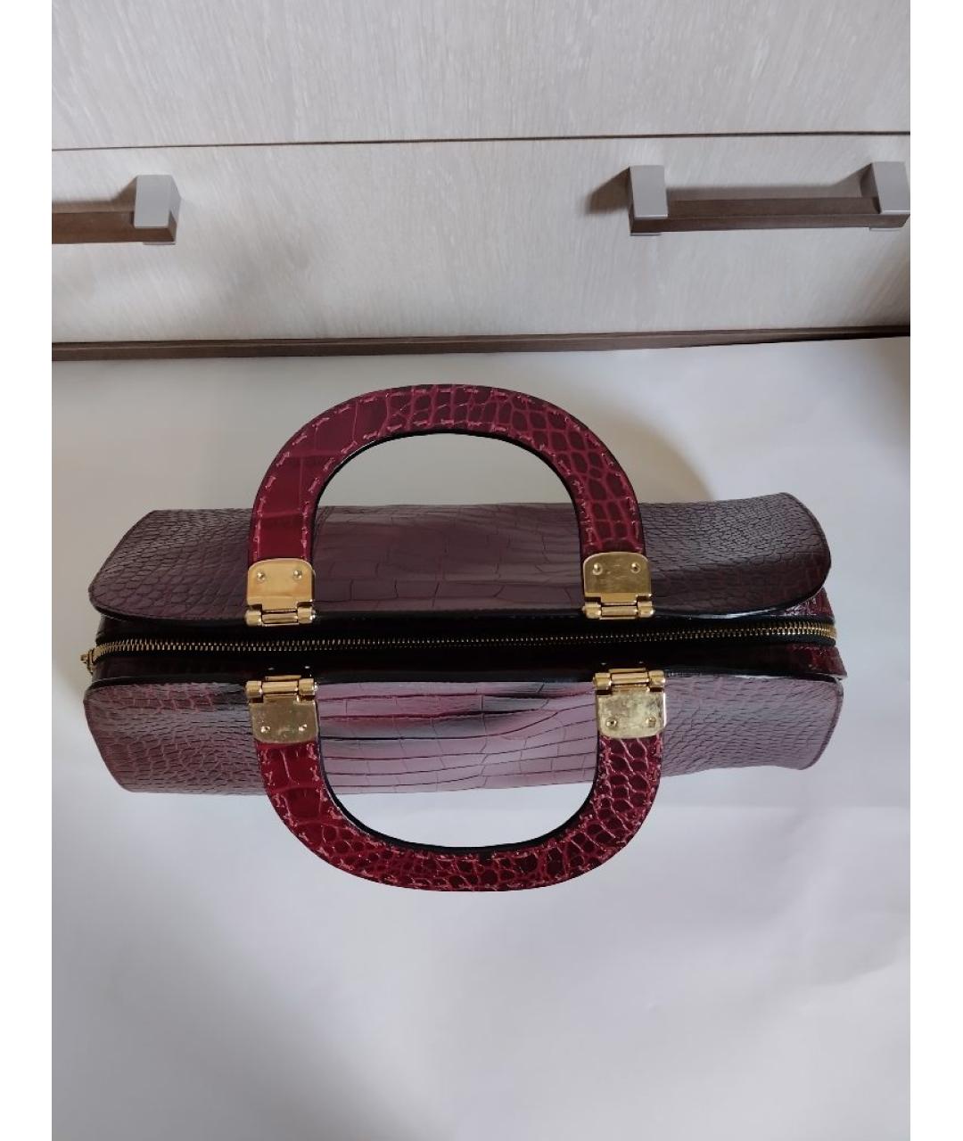 EMPORIO ARMANI Бордовая кожаная сумка тоут, фото 6
