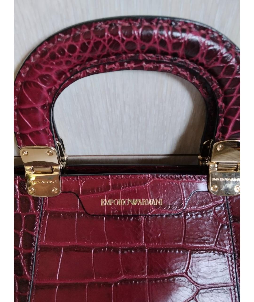 EMPORIO ARMANI Бордовая кожаная сумка тоут, фото 5
