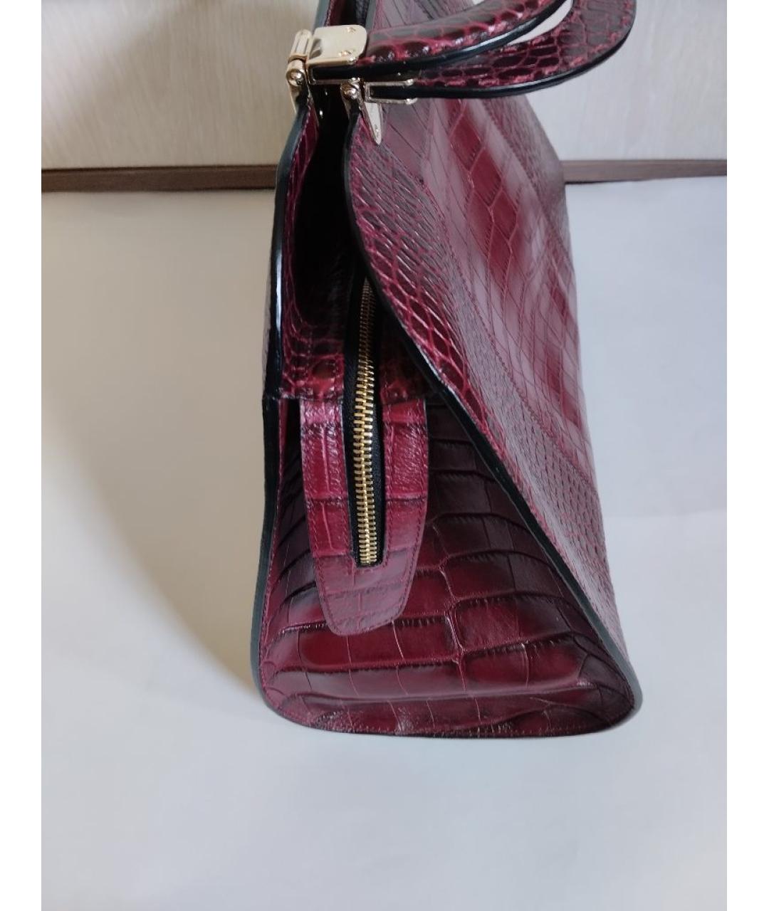 EMPORIO ARMANI Бордовая кожаная сумка тоут, фото 9