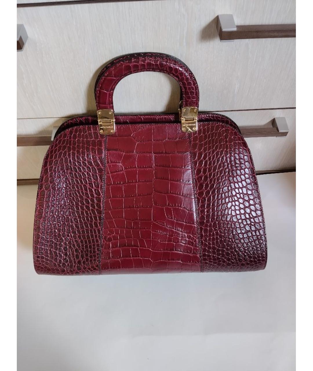EMPORIO ARMANI Бордовая кожаная сумка тоут, фото 3