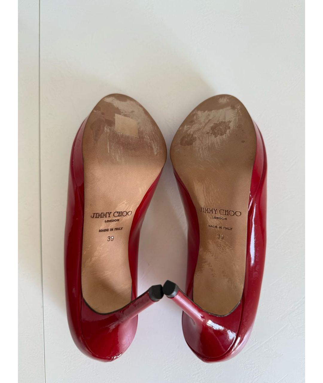 JIMMY CHOO Красные кожаные туфли, фото 5