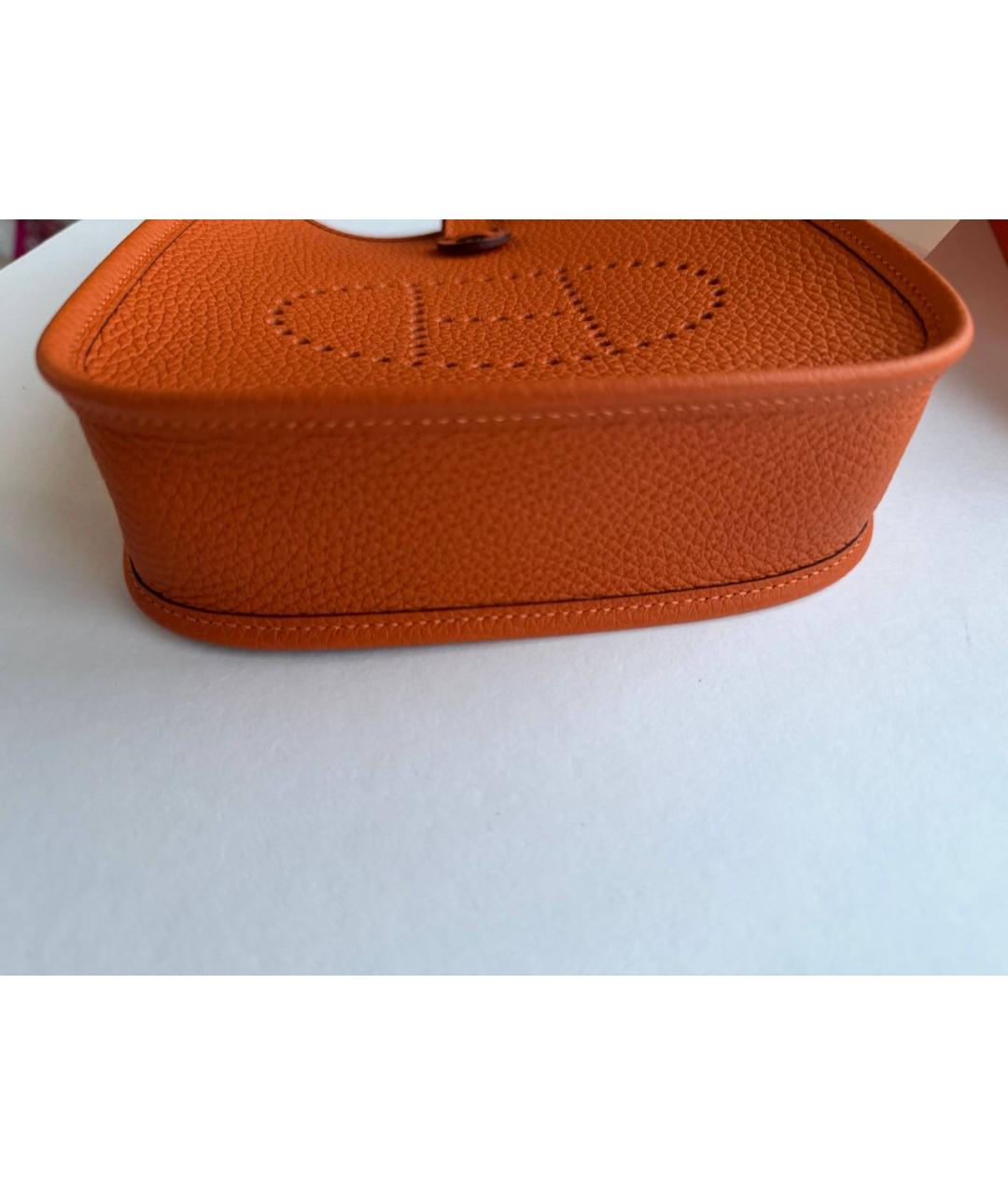 HERMES Оранжевая кожаная сумка через плечо, фото 4