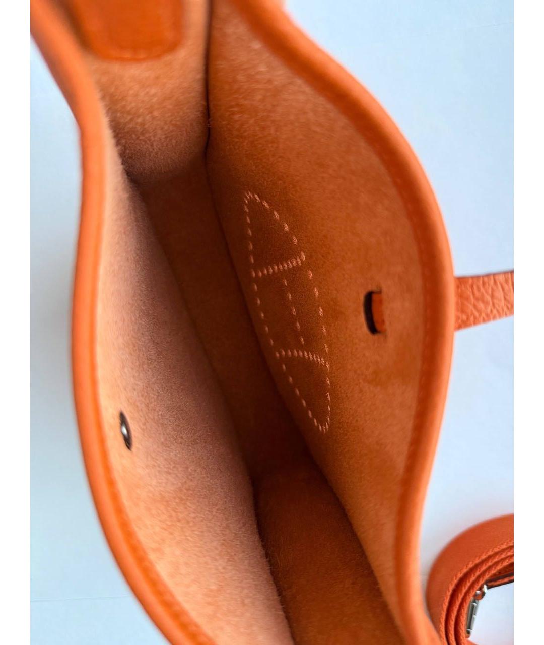 HERMES Оранжевая кожаная сумка через плечо, фото 5