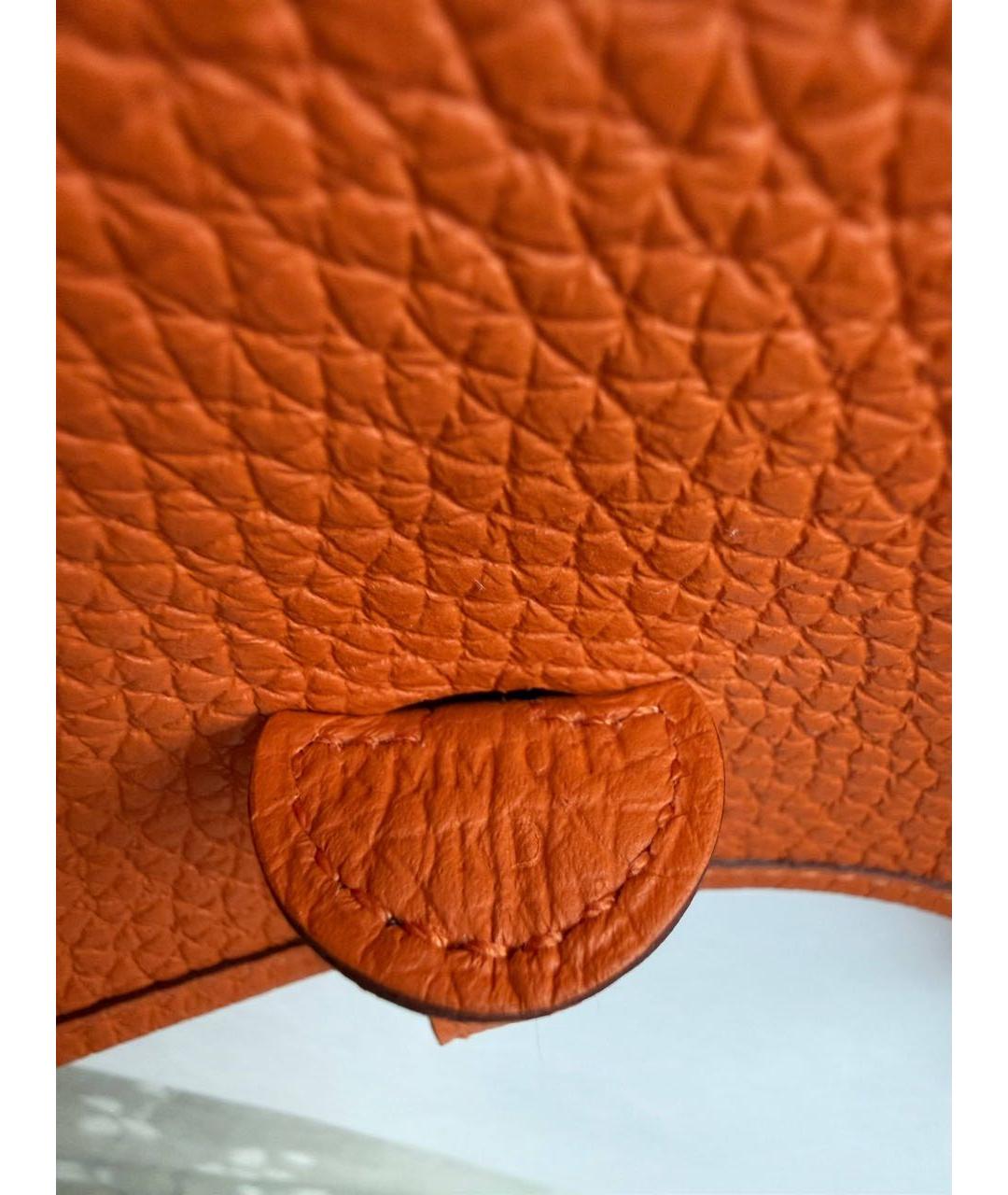 HERMES Оранжевая кожаная сумка через плечо, фото 7
