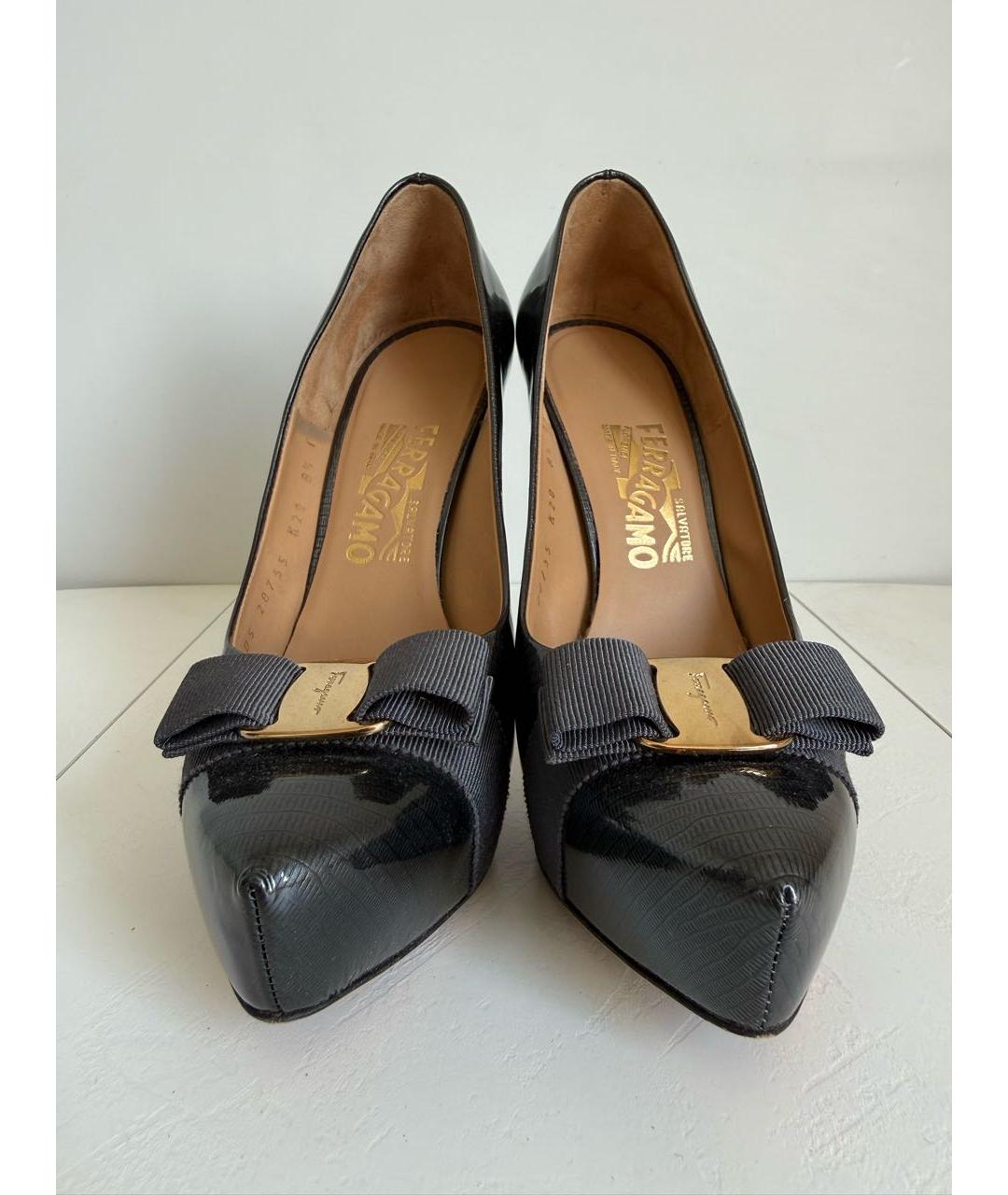 FERRAGAMO Антрацитовые кожаные туфли, фото 2