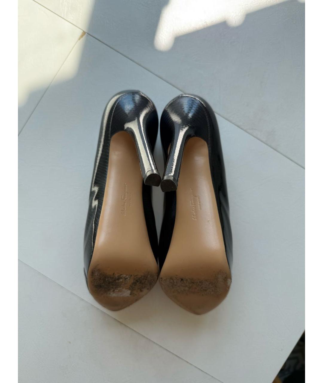 FERRAGAMO Антрацитовые кожаные туфли, фото 5