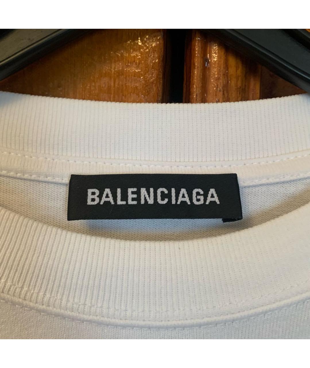 BALENCIAGA Белая хлопковая футболка, фото 4