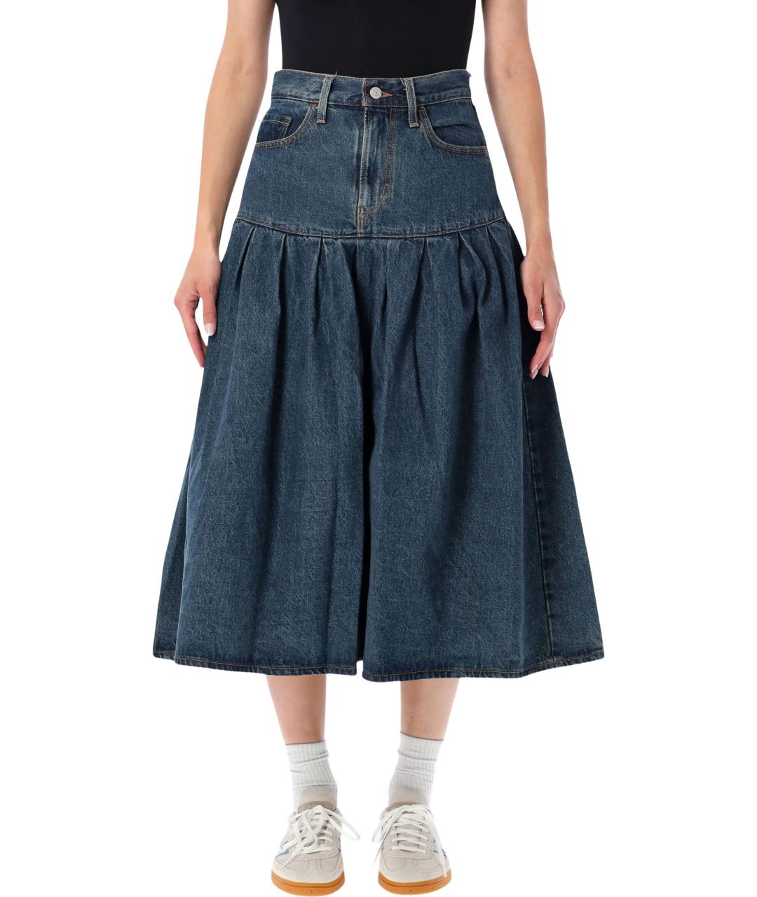 LEVI'S Синяя хлопковая юбка миди, фото 1