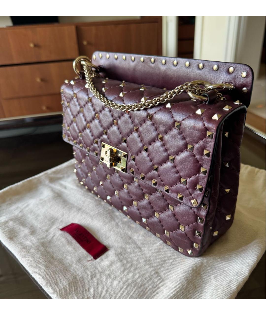 VALENTINO Бордовая кожаная сумка через плечо, фото 4