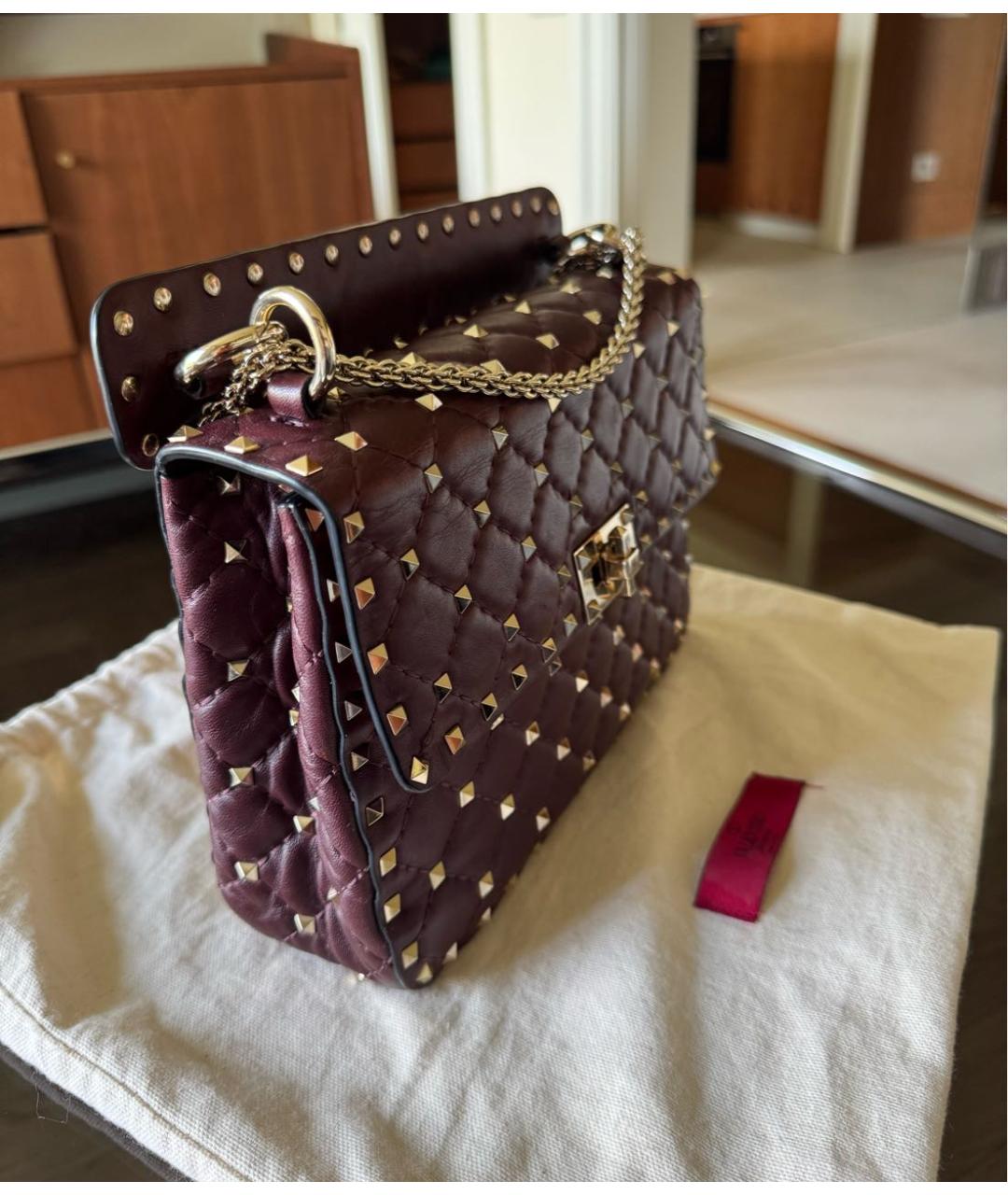 VALENTINO Бордовая кожаная сумка через плечо, фото 2