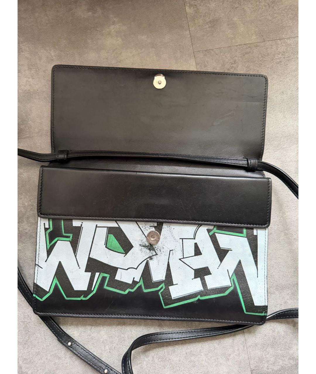 OFF-WHITE Черная кожаная сумка через плечо, фото 3