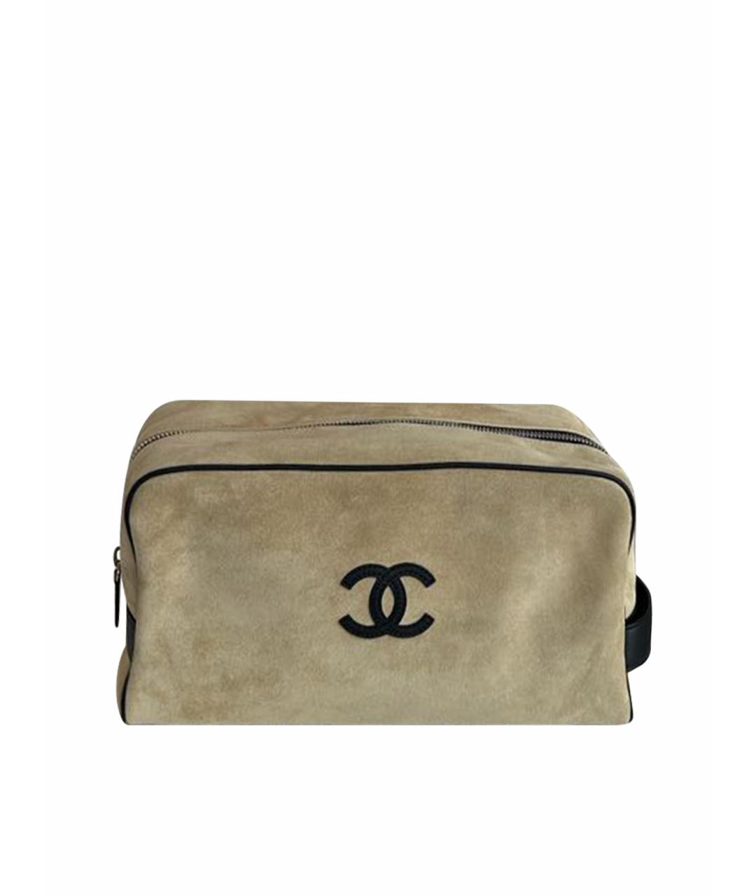 CHANEL Бежевая замшевая косметичка, фото 1