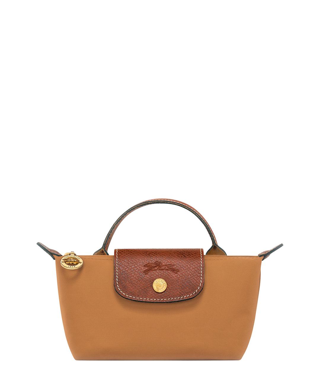 LONGCHAMP Бежевая синтетическая сумка с короткими ручками, фото 1