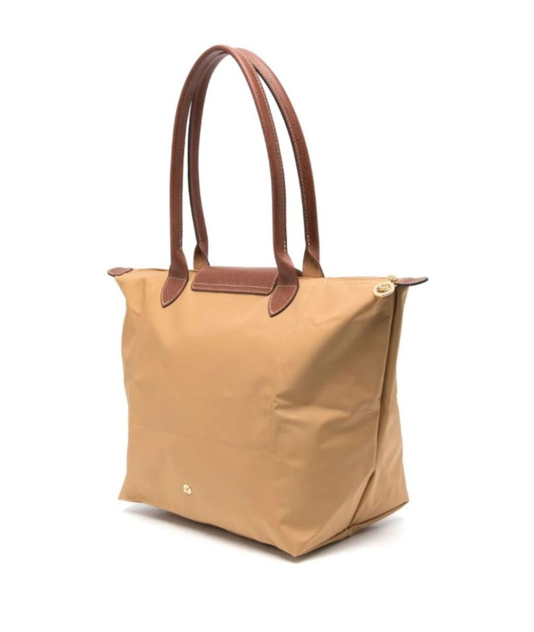 LONGCHAMP Бежевая синтетическая сумка с короткими ручками, фото 2