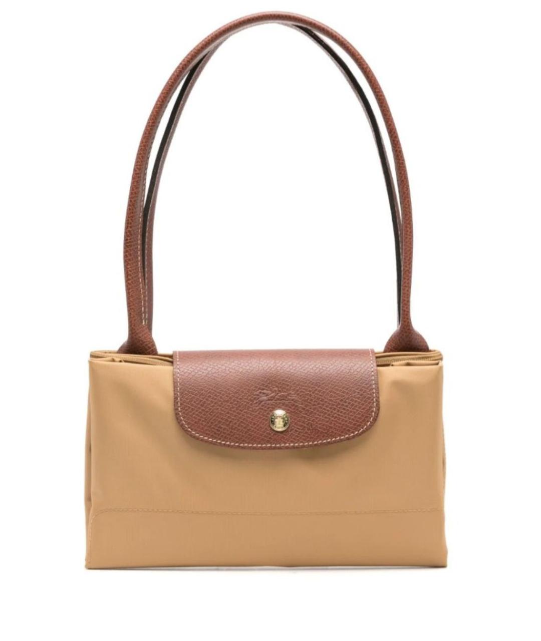 LONGCHAMP Бежевая синтетическая сумка с короткими ручками, фото 5