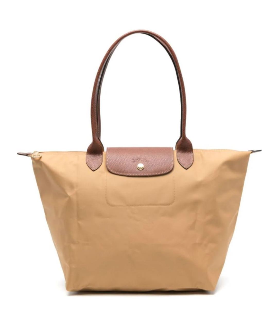 LONGCHAMP Бежевая синтетическая сумка с короткими ручками, фото 1