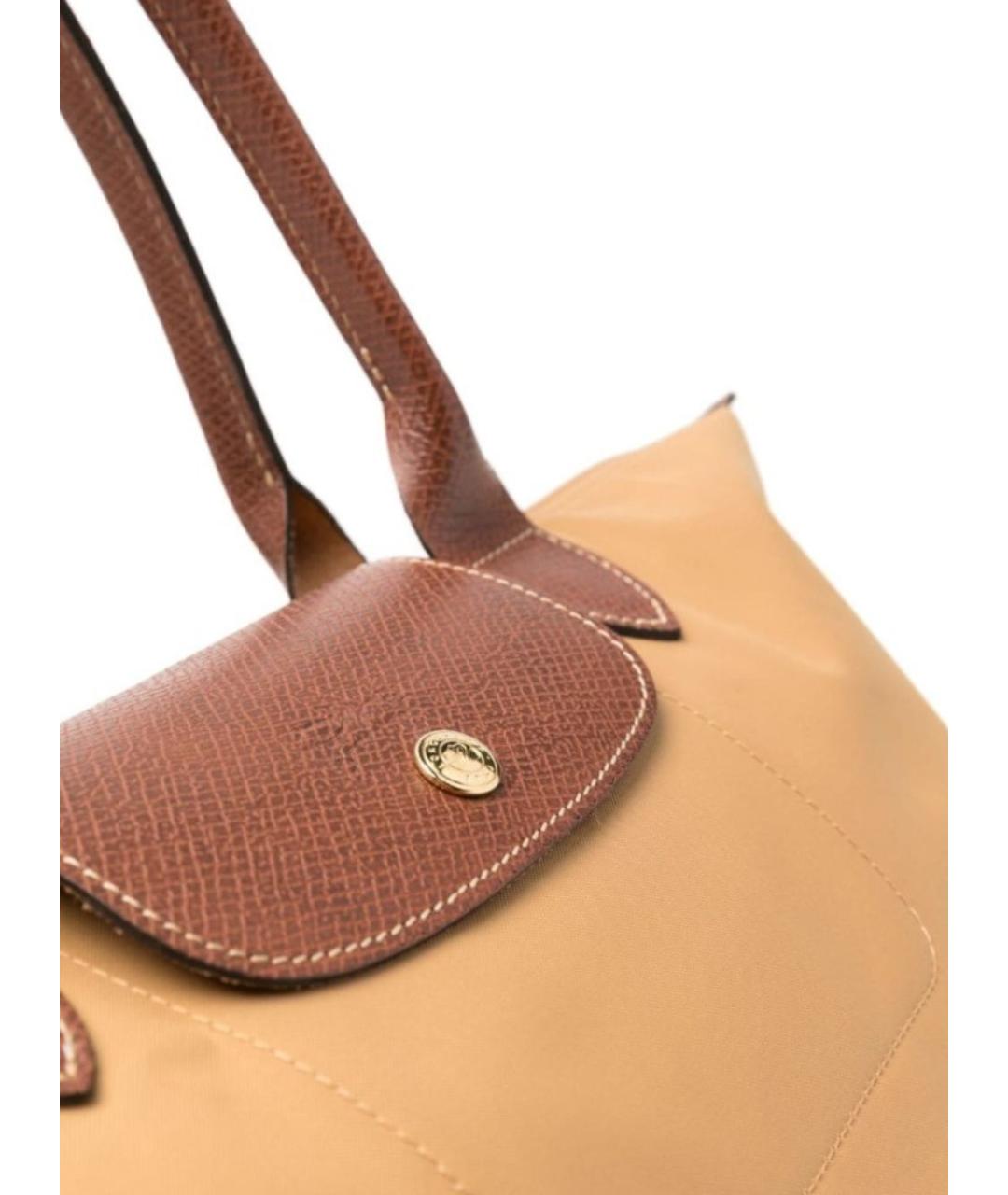 LONGCHAMP Бежевая синтетическая сумка с короткими ручками, фото 4