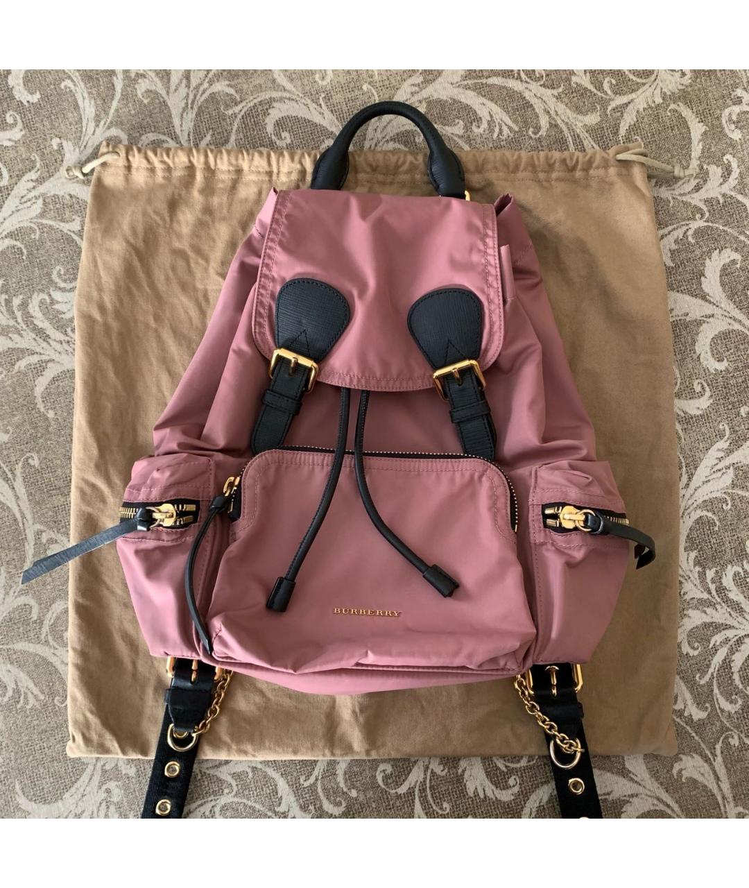 BURBERRY Розовый синтетический рюкзак, фото 7