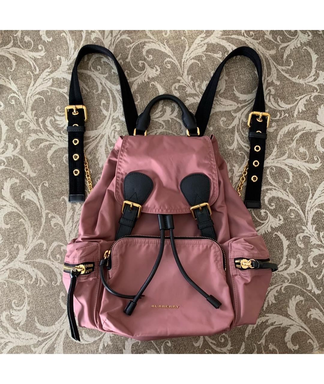 BURBERRY Розовый синтетический рюкзак, фото 8