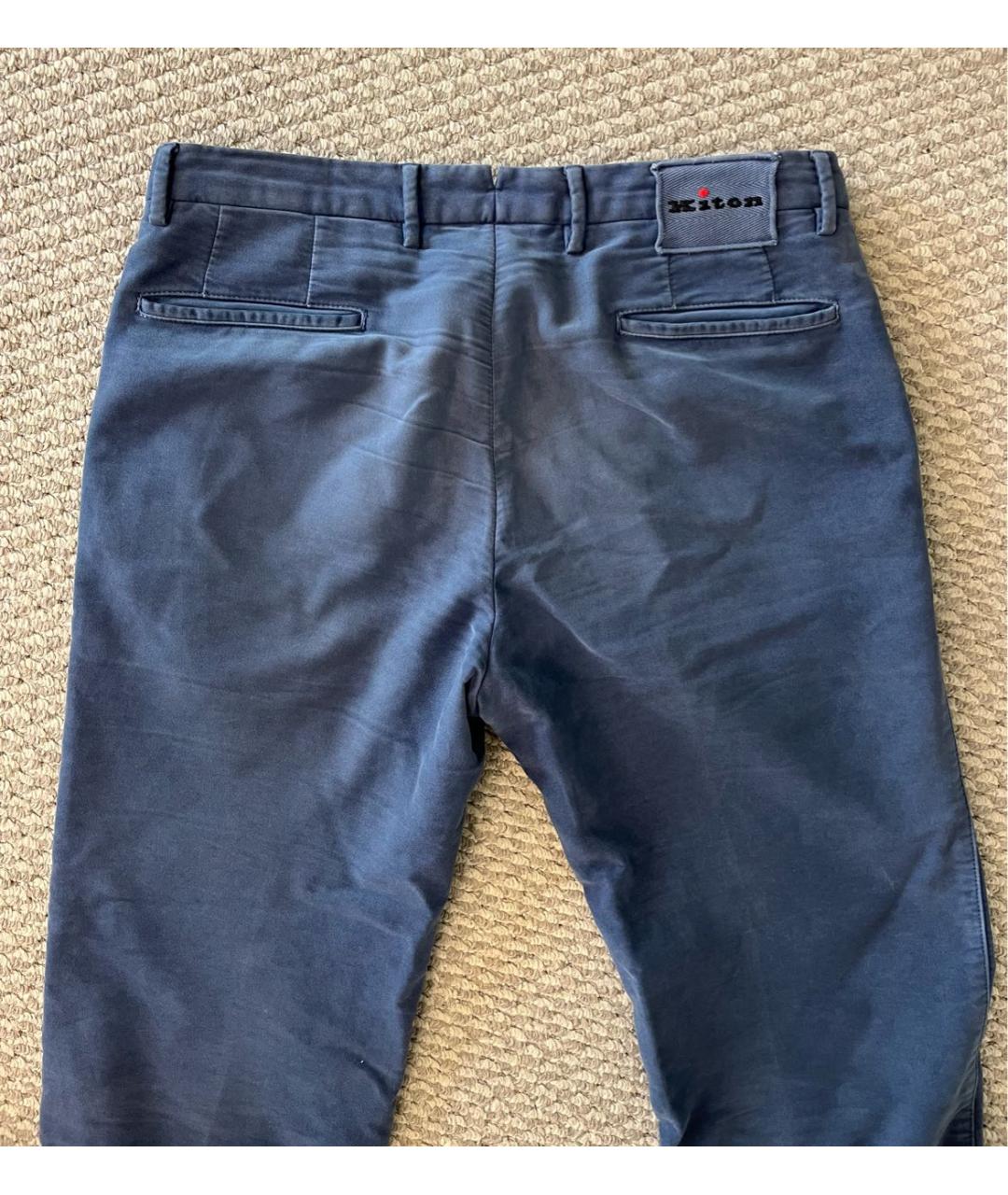 KITON Синие хлопковые повседневные брюки, фото 3