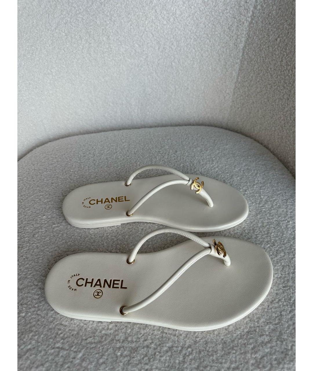 CHANEL Белые шлепанцы, фото 8