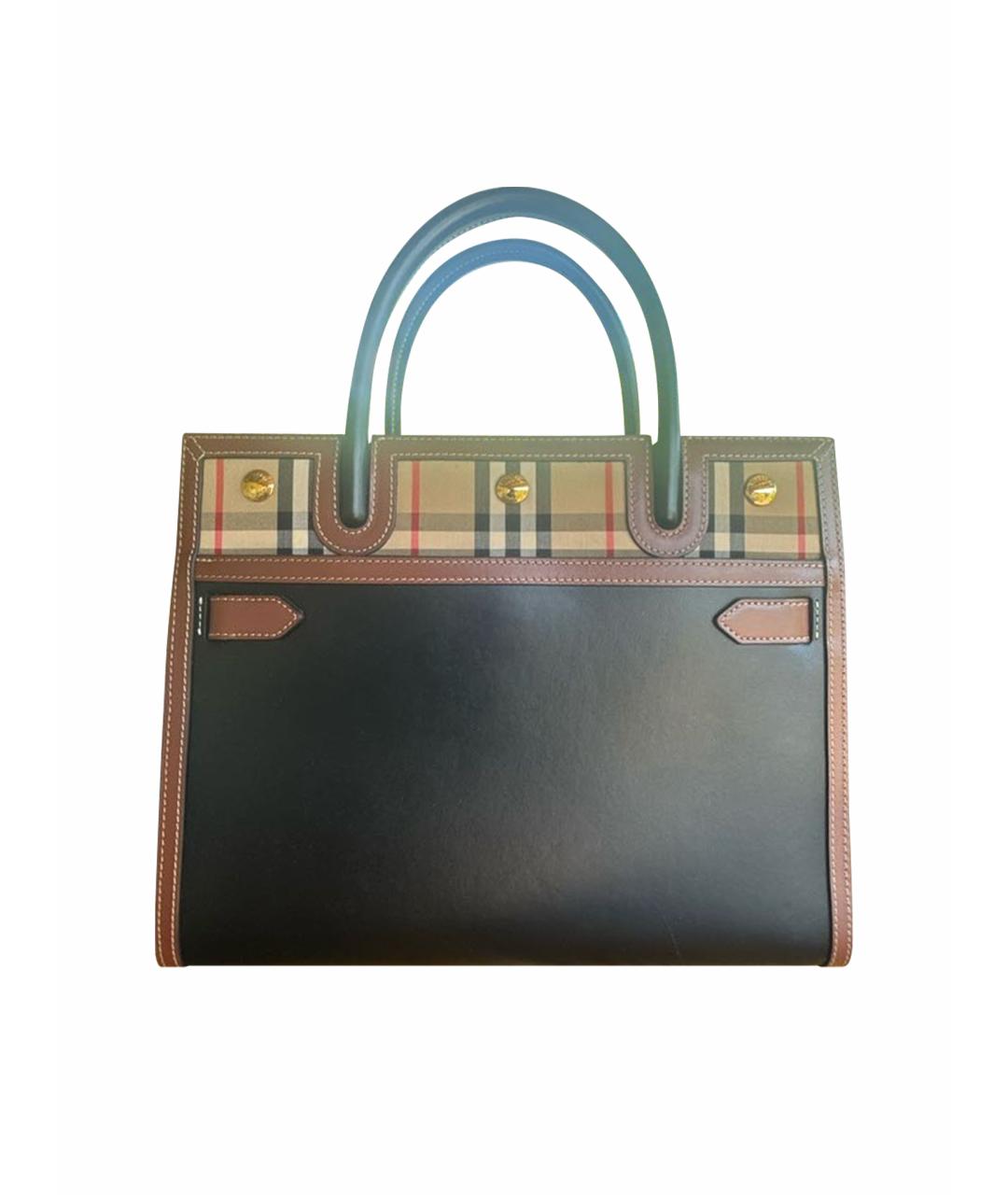 BURBERRY Черная кожаная сумка тоут, фото 1