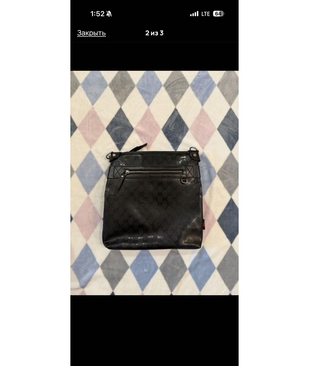 GUCCI Черная сумка на плечо из лакированной кожи, фото 2