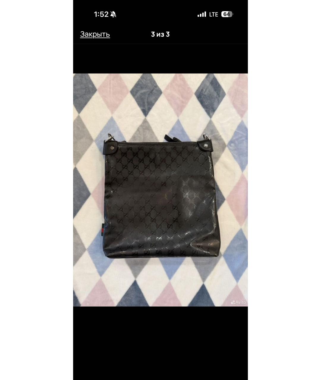 GUCCI Черная сумка на плечо из лакированной кожи, фото 3