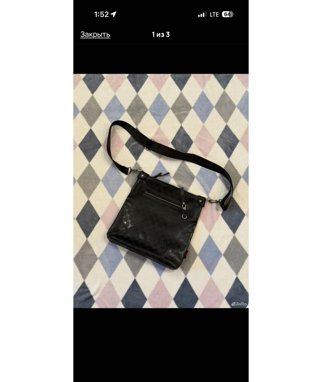 GUCCI Черная сумка на плечо из лакированной кожи, фото 4
