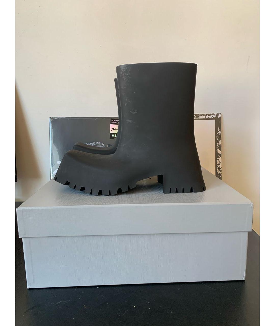 BALENCIAGA Черные резиновые высокие ботинки, фото 3