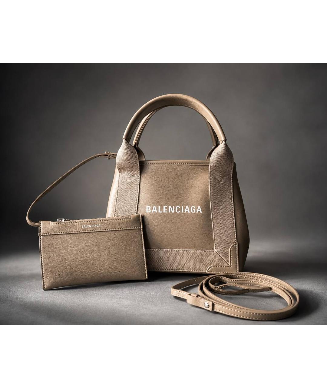 BALENCIAGA Бежевая кожаная сумка через плечо, фото 4