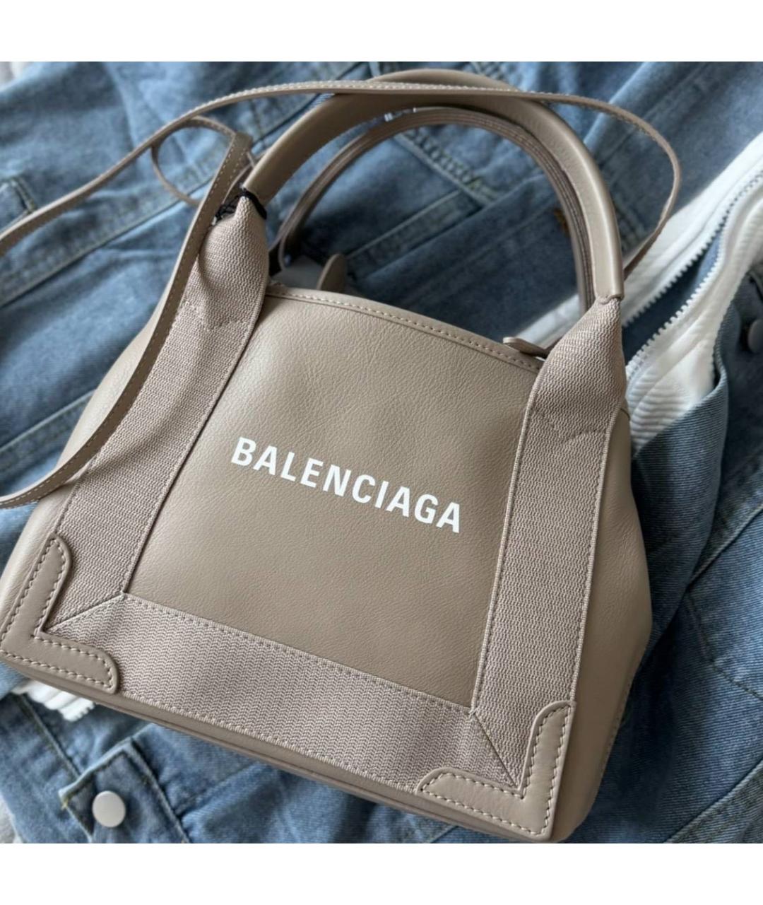 BALENCIAGA Бежевая кожаная сумка через плечо, фото 3