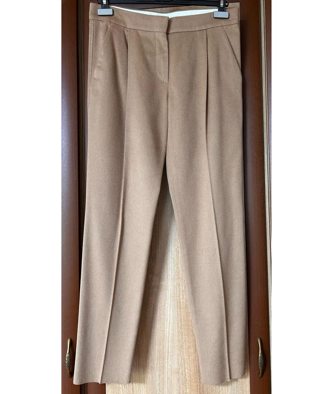 MAX MARA Бежевые шерстяные прямые брюки, фото 5