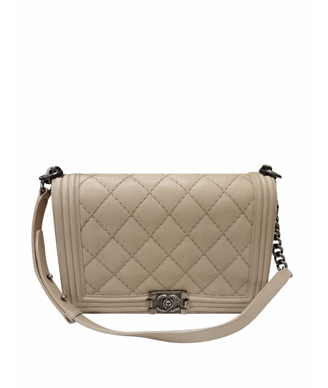 CHANEL Бежевая кожаная сумка через плечо, фото 1