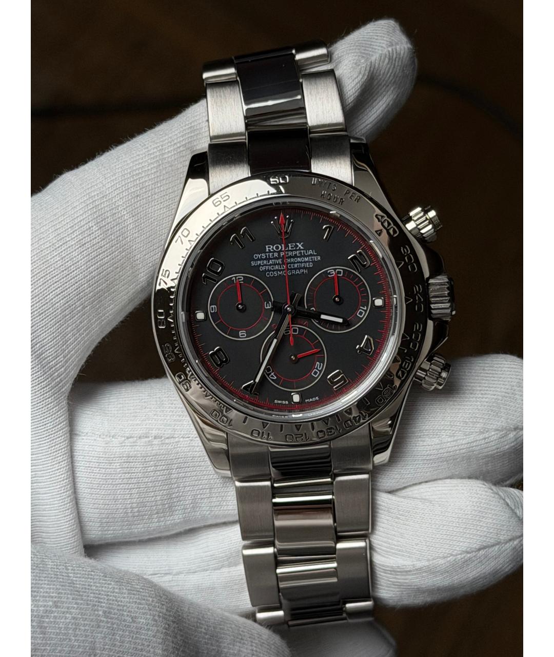 ROLEX Черные часы из белого золота, фото 2
