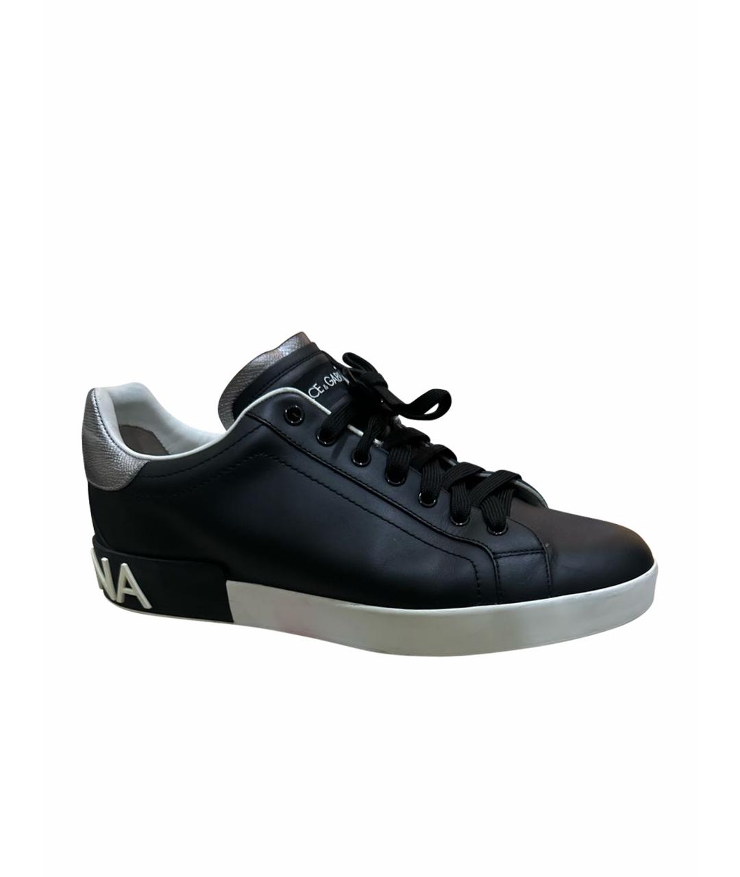 DOLCE&GABBANA Черные кожаные низкие кроссовки / кеды, фото 1