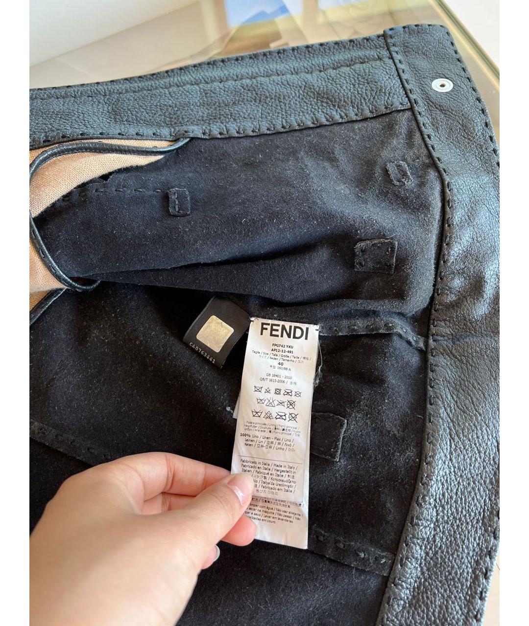 FENDI Черная кожаная куртка, фото 5