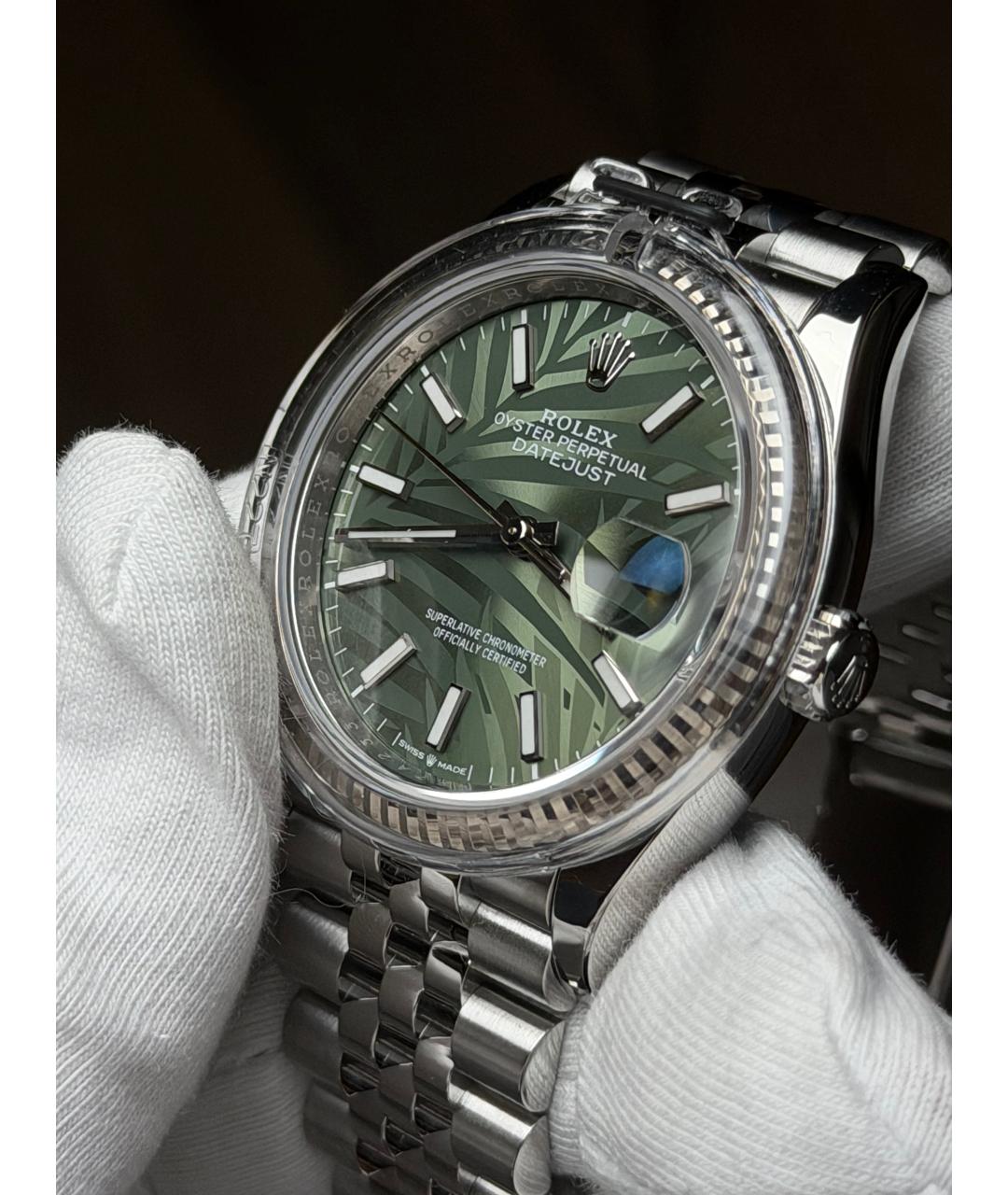 ROLEX Зеленые часы из белого золота, фото 3