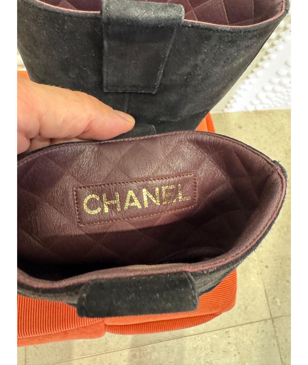 CHANEL Черные замшевые полусапоги, фото 6