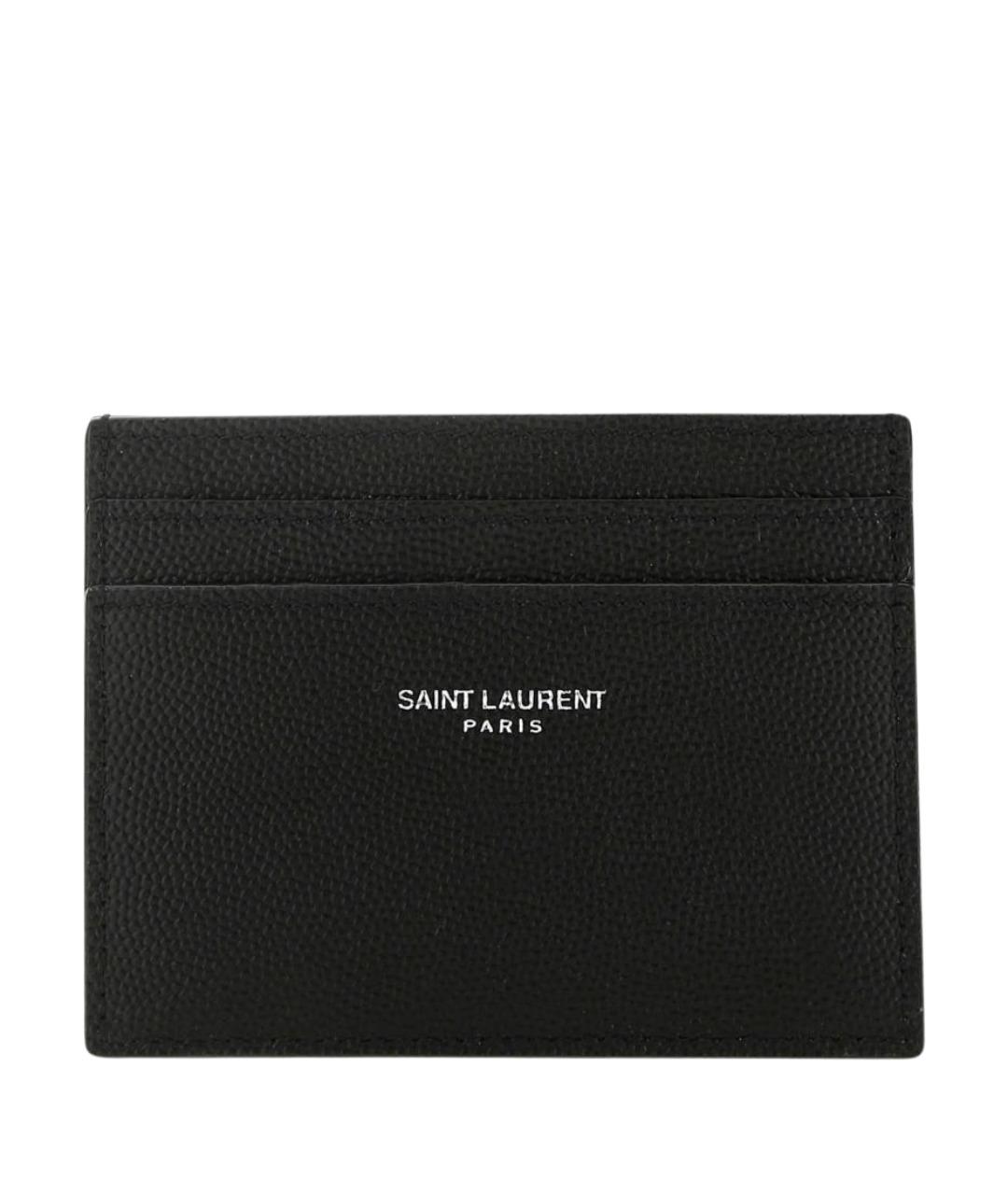 SAINT LAURENT Черный кожаный кардхолдер, фото 3
