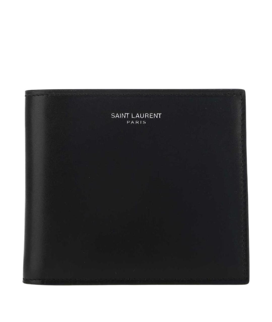 SAINT LAURENT Черный кожаный кошелек, фото 3