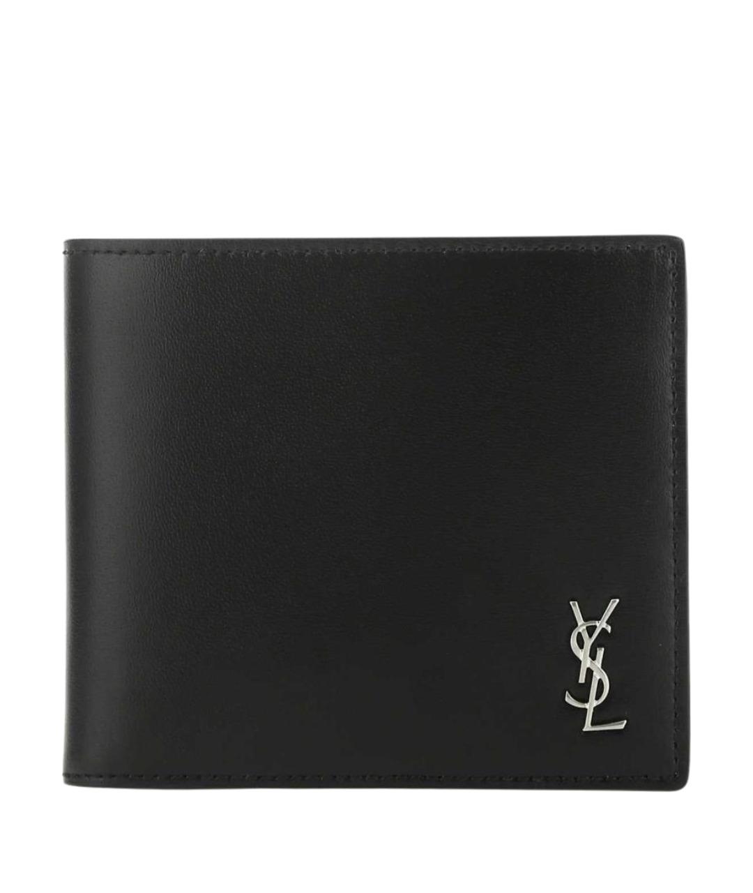 SAINT LAURENT Черный кожаный кошелек, фото 1