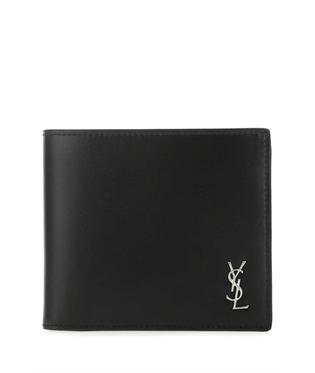 SAINT LAURENT Черный кожаный кошелек, фото 3