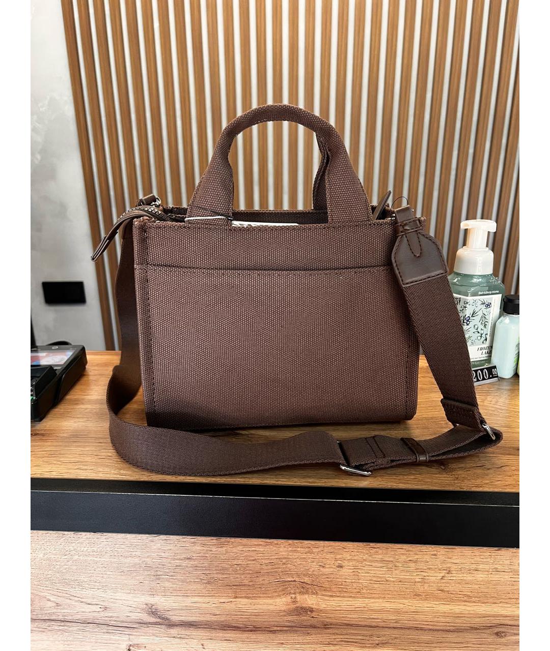 DKNY Коричневая тканевая сумка тоут, фото 3