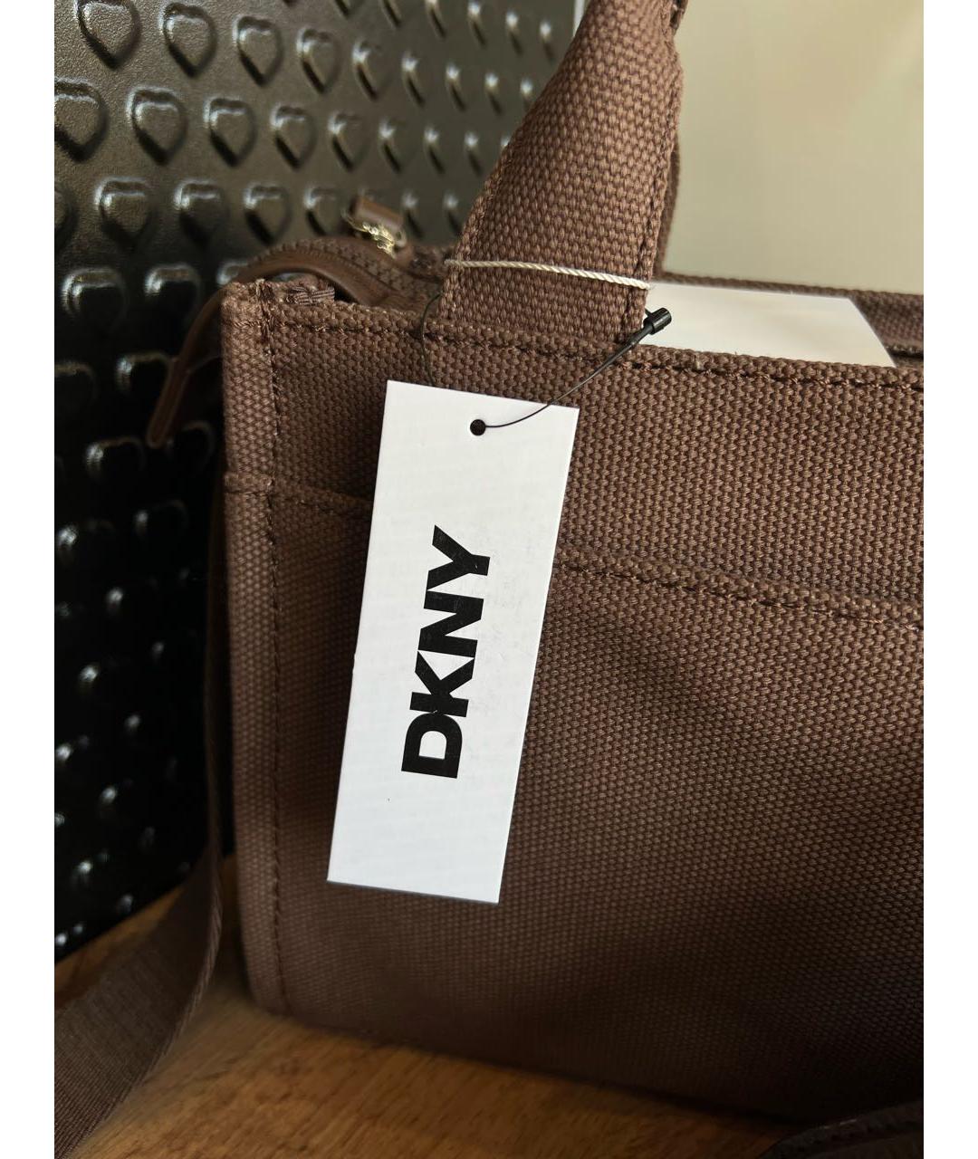 DKNY Коричневая тканевая сумка тоут, фото 5